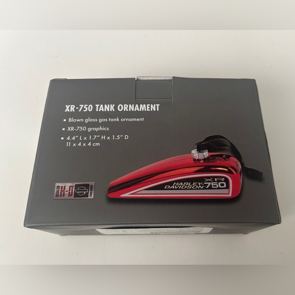 Harley-Davidson XR-750 Tank Hanging Glass Holiday Christmas Tree Ornament - Picture 5 of 6